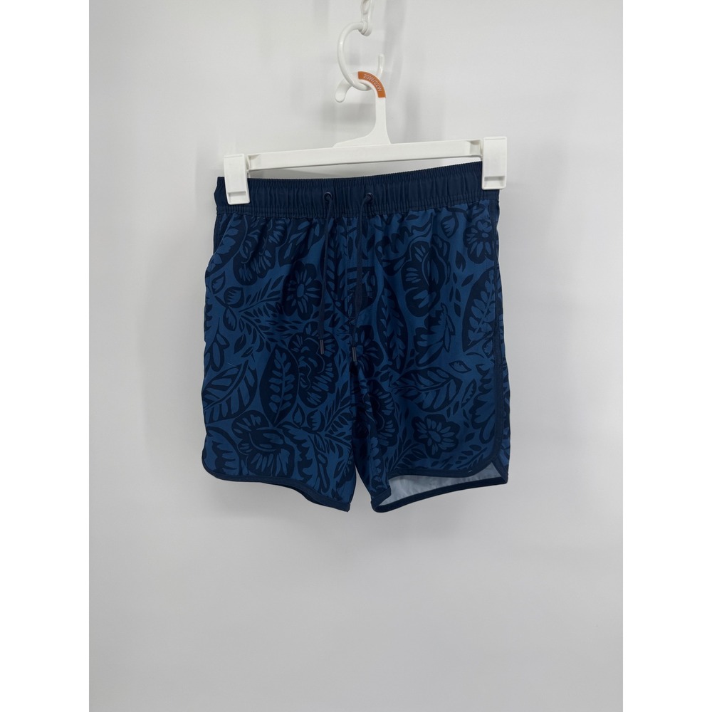 George Mens Navy Blue Tropical Floral Swim Trunks Size S 28-30 Board Shorts